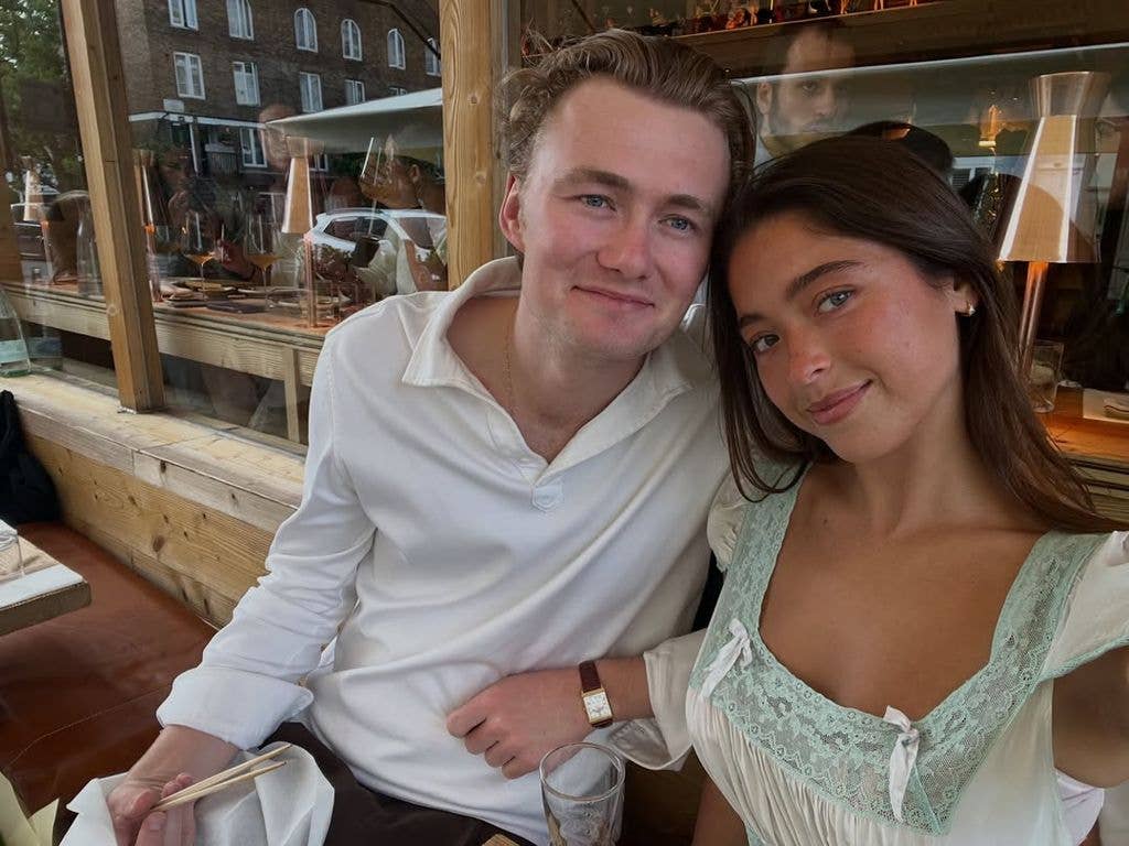 Lola Consuelos with Cassius Kidston smiling