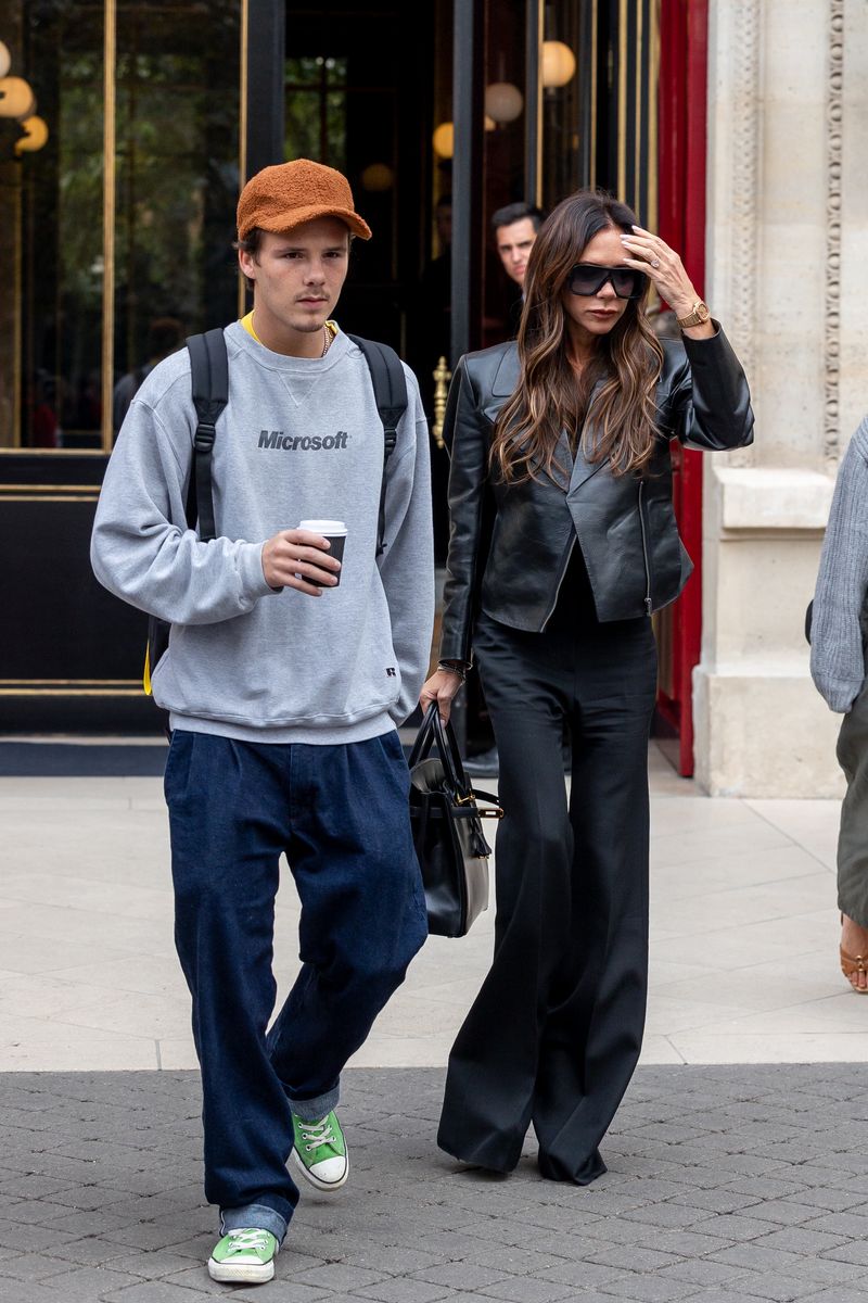 Victoria Beckham (R) and son Cruz Beckham