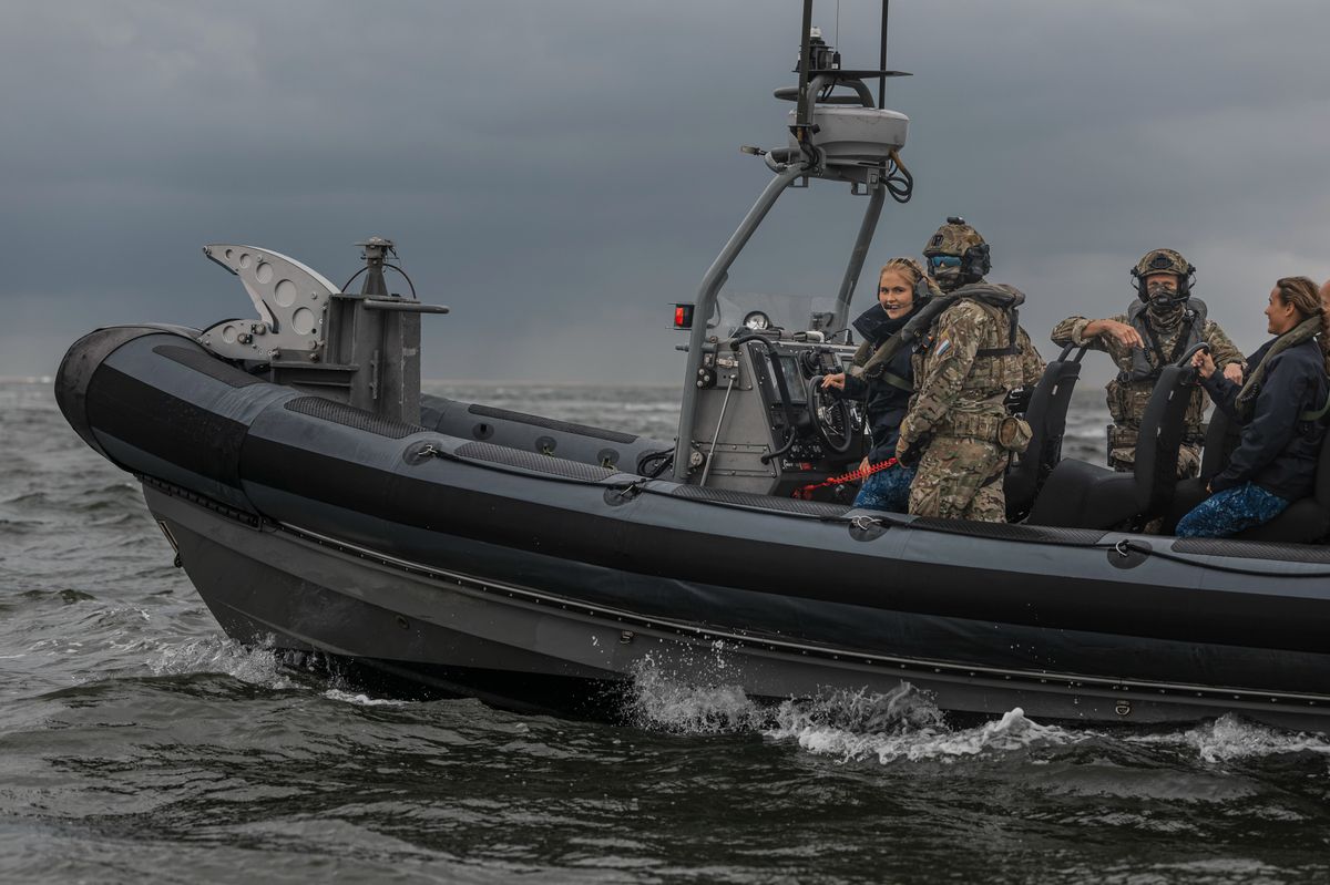 The future queen boarded a high-speed FRISC vessel on her first day with the Royal Netherlands Navy.