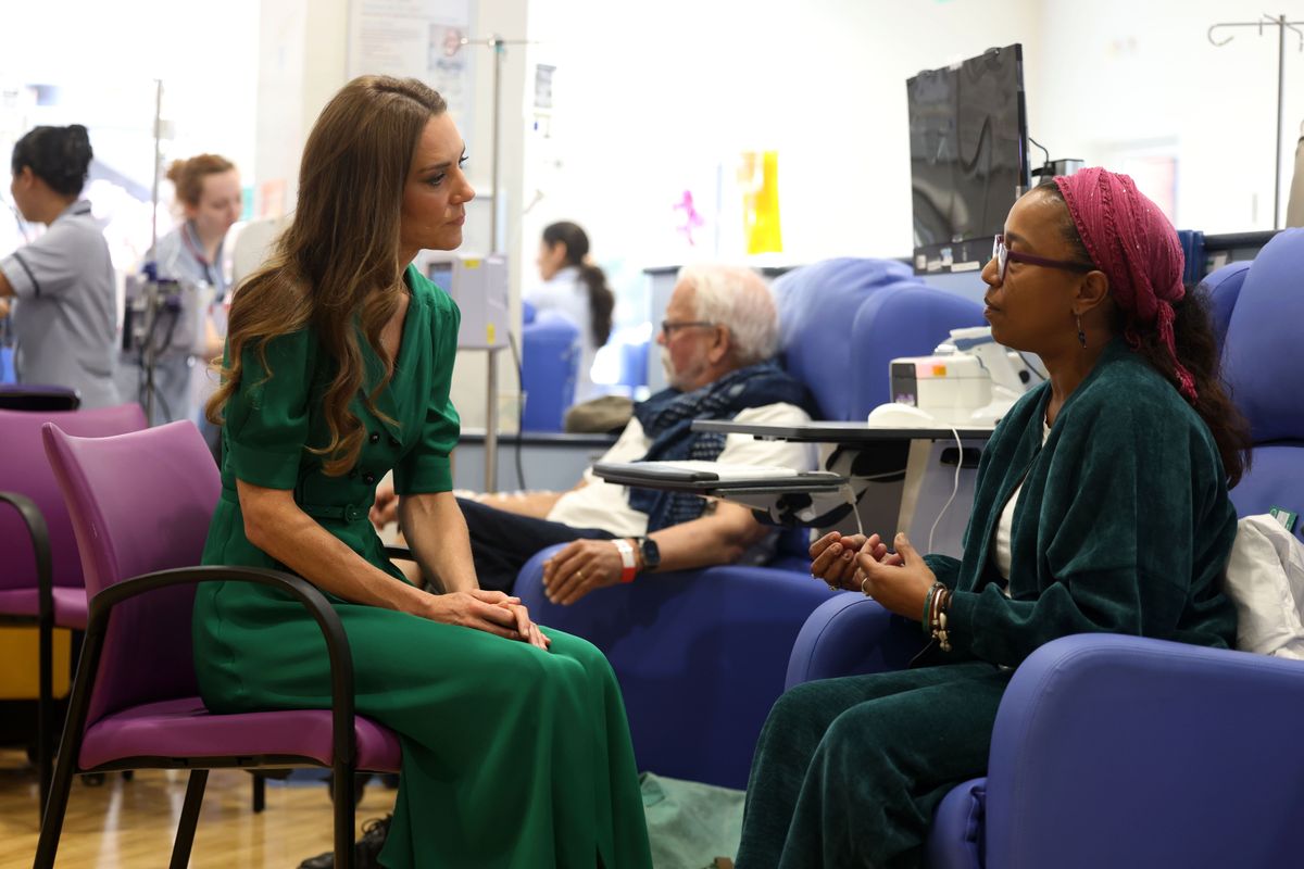 The Princess of Wales warmly greeted patients during the deeply personal hospital visit.